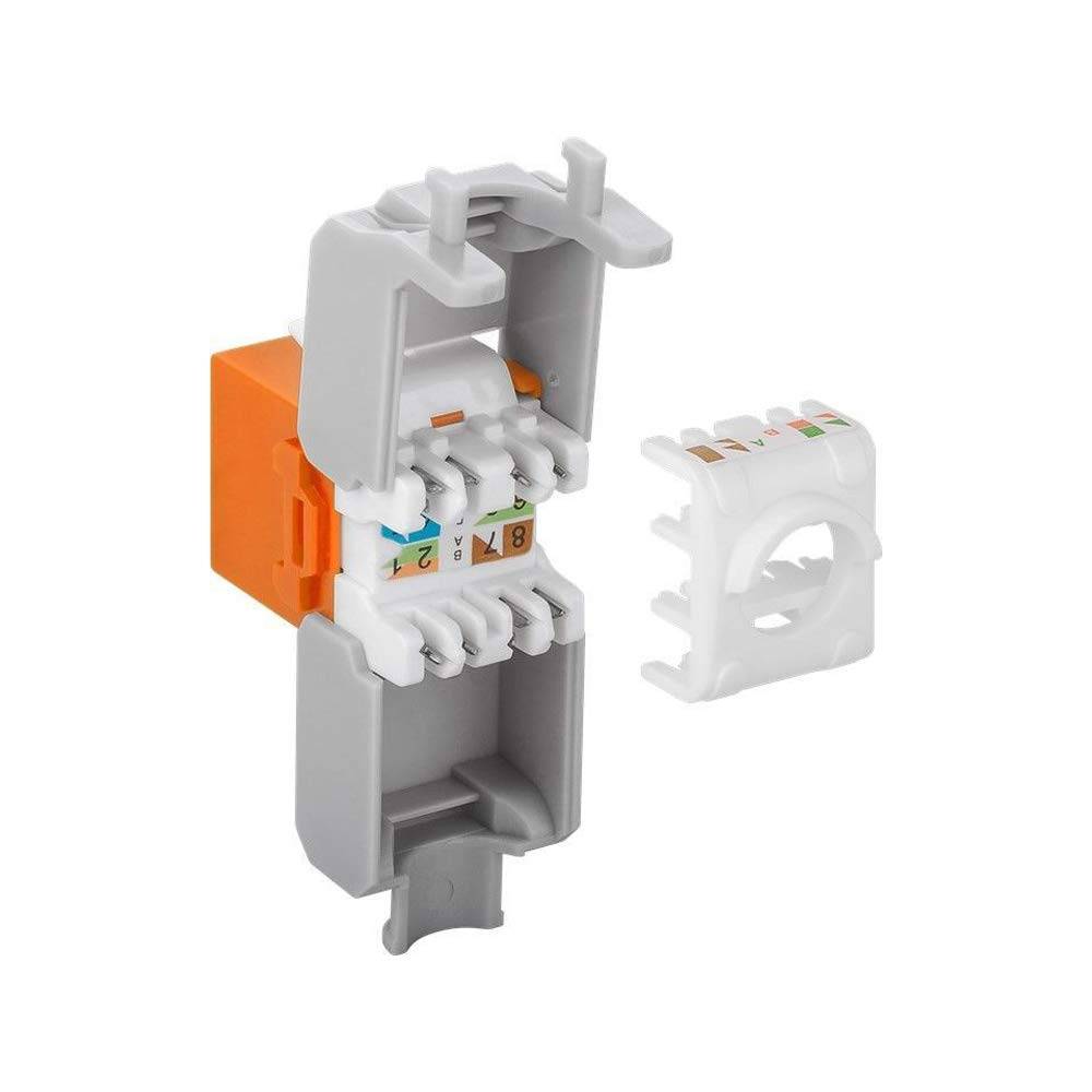 Goobay 90690 Keystone Modul RJ45 Buchse / CAT 6A Netzwerkstecker 500 MHz / UTP LAN Ethernet Buchse 8P8C / LSA / Orange-3