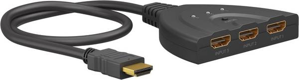 Goobay 58487 HDMI Umschalter 3 in 1 out HDMI Kabel 4K @ 30Hz Manuell HDMI Switch 10,2 Gbit/s Umschaltbox HDMI Weiche ARC