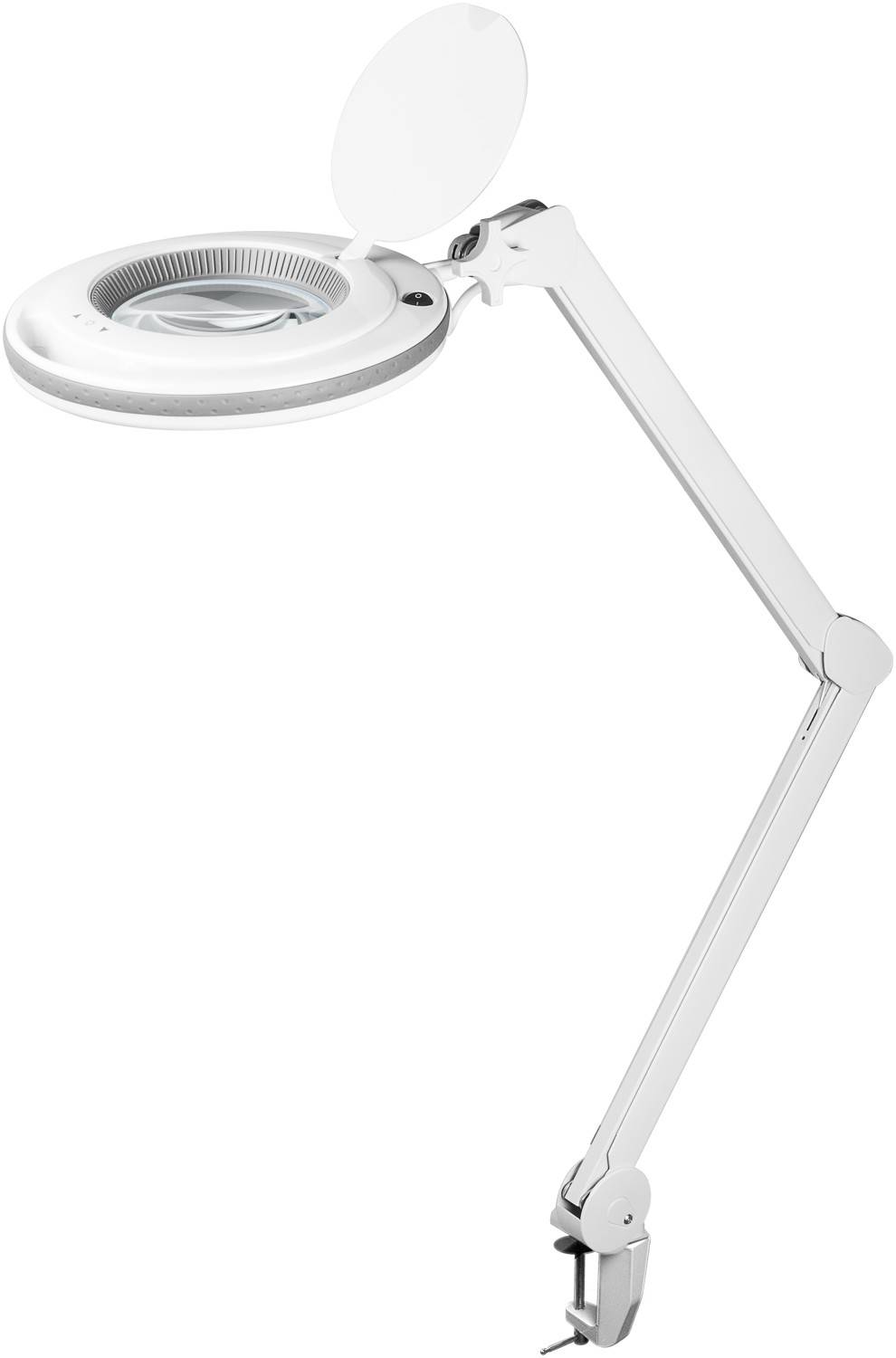 Goobay 60362 LED Lupenleuchte mit Tischklemme Ø 127mm Kristall Linse 3 Dioptrien Lupe mit Licht dimmbar Lupenlampe Weiß-0