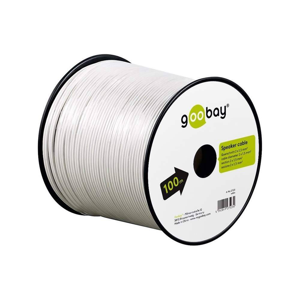 Goobay 27523 Lautsprecherkabel 2x 1,5mm² CCA Litze / Audiokabel Boxenkabel Litzenkabel Subwoofer Kabel / Weiß / 100m-1