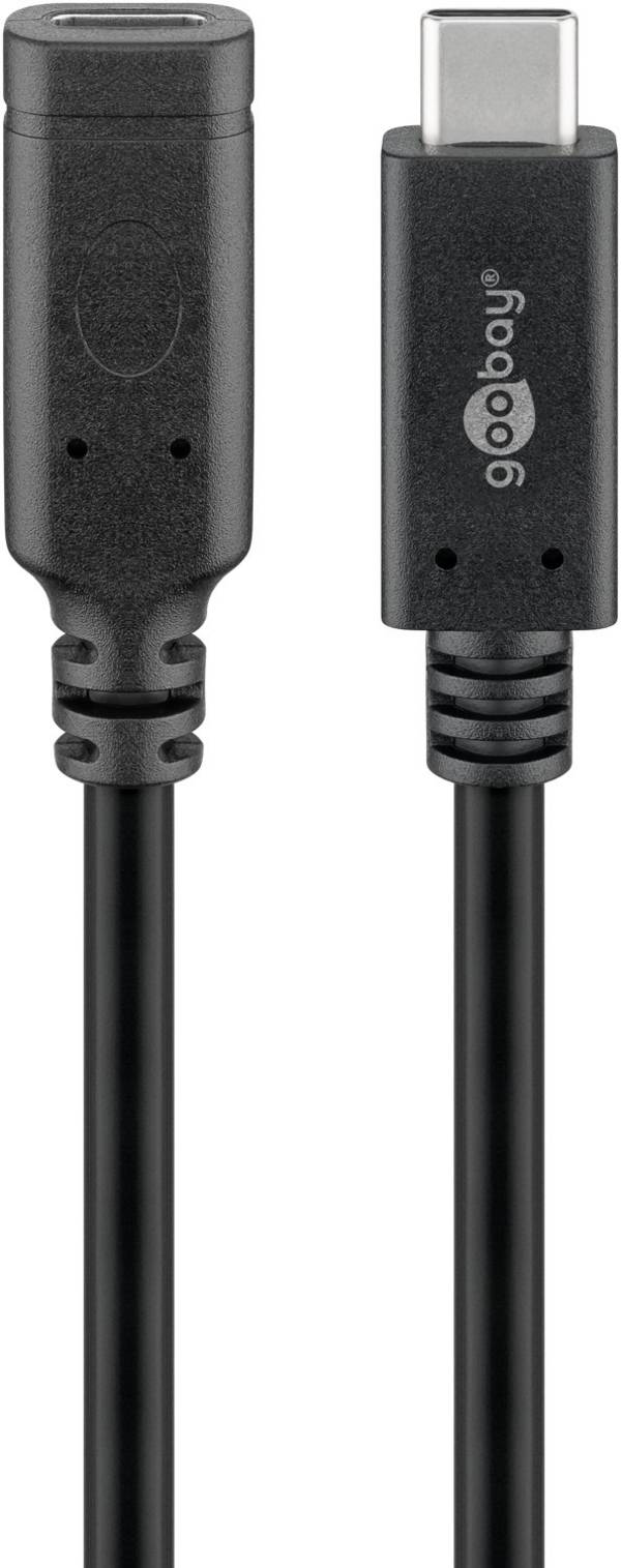 Goobay 61038 USB C Verlängerung 3.2 Gen 2 / Schnellladekabel 60W 20V / Ladekabel 10 Gbits / USB Verlängerungskabel 1m