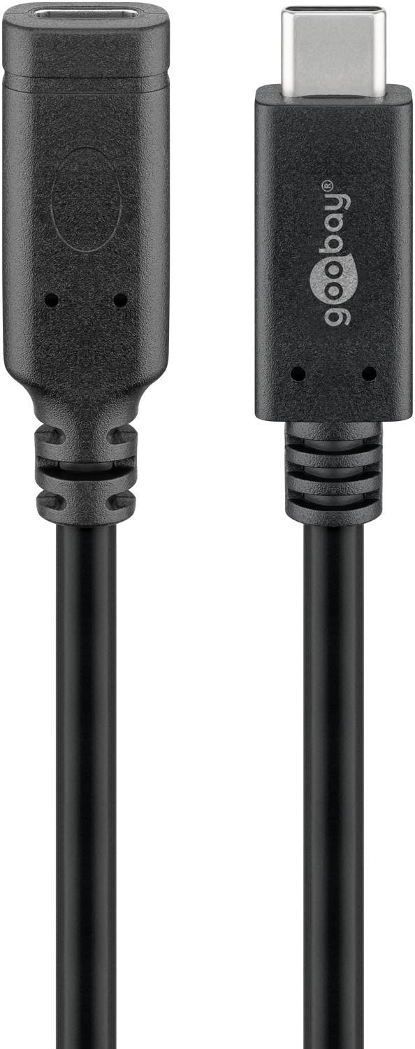 Goobay 61038 USB C Verlängerung 3.2 Gen 2 / Schnellladekabel 60W 20V / Ladekabel 10 Gbits / USB Verlängerungskabel 1m-0