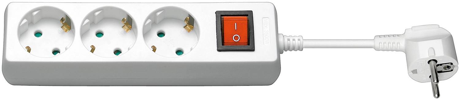 Goobay 51083 Steckdosenleiste mit Schalter zum Energiesparen, 3 fach Steckdose mit Überspannungsschutz, 3.0 m Kabel