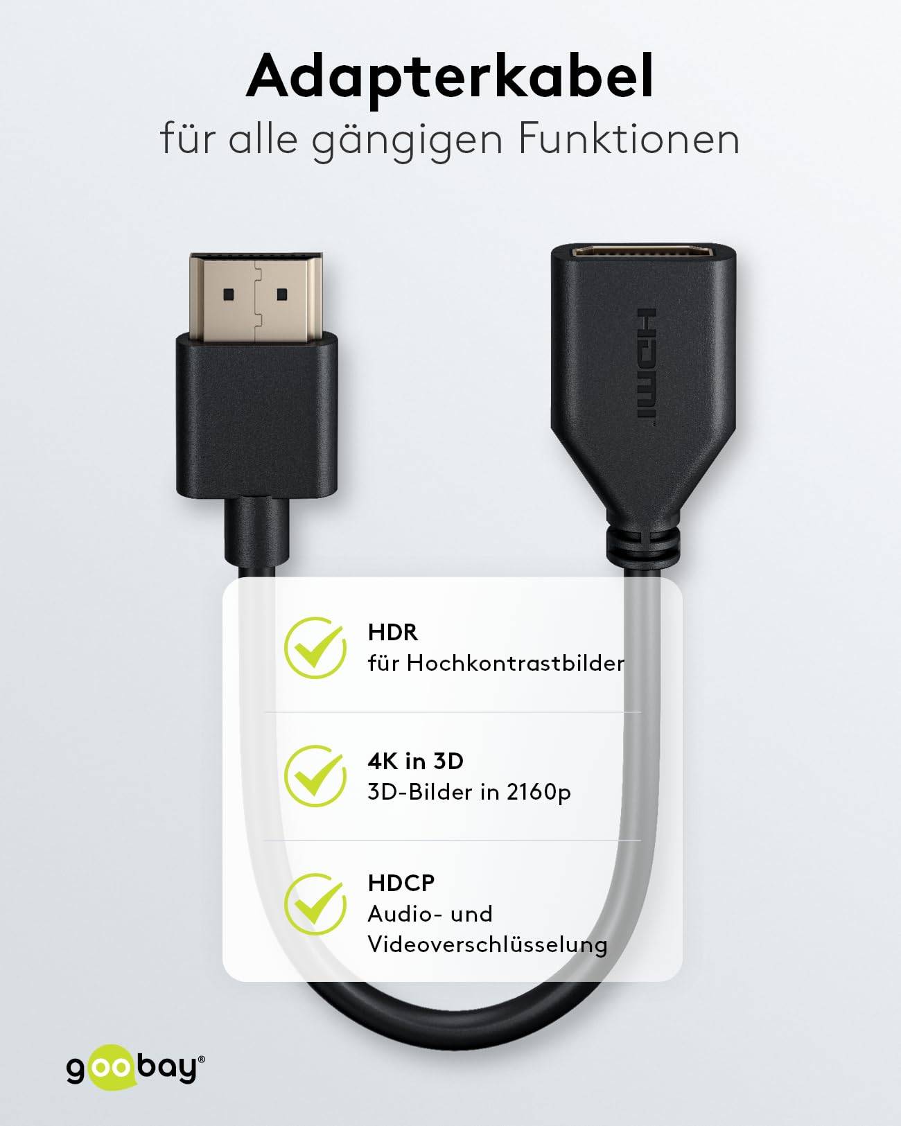 Goobay 64824 High Speed HDMI Kabel Flexadapter / UHD 4K @ 60 Hz / HDMI Adapterkabel Monitorkabel / Schwarz / 0,1 m-5