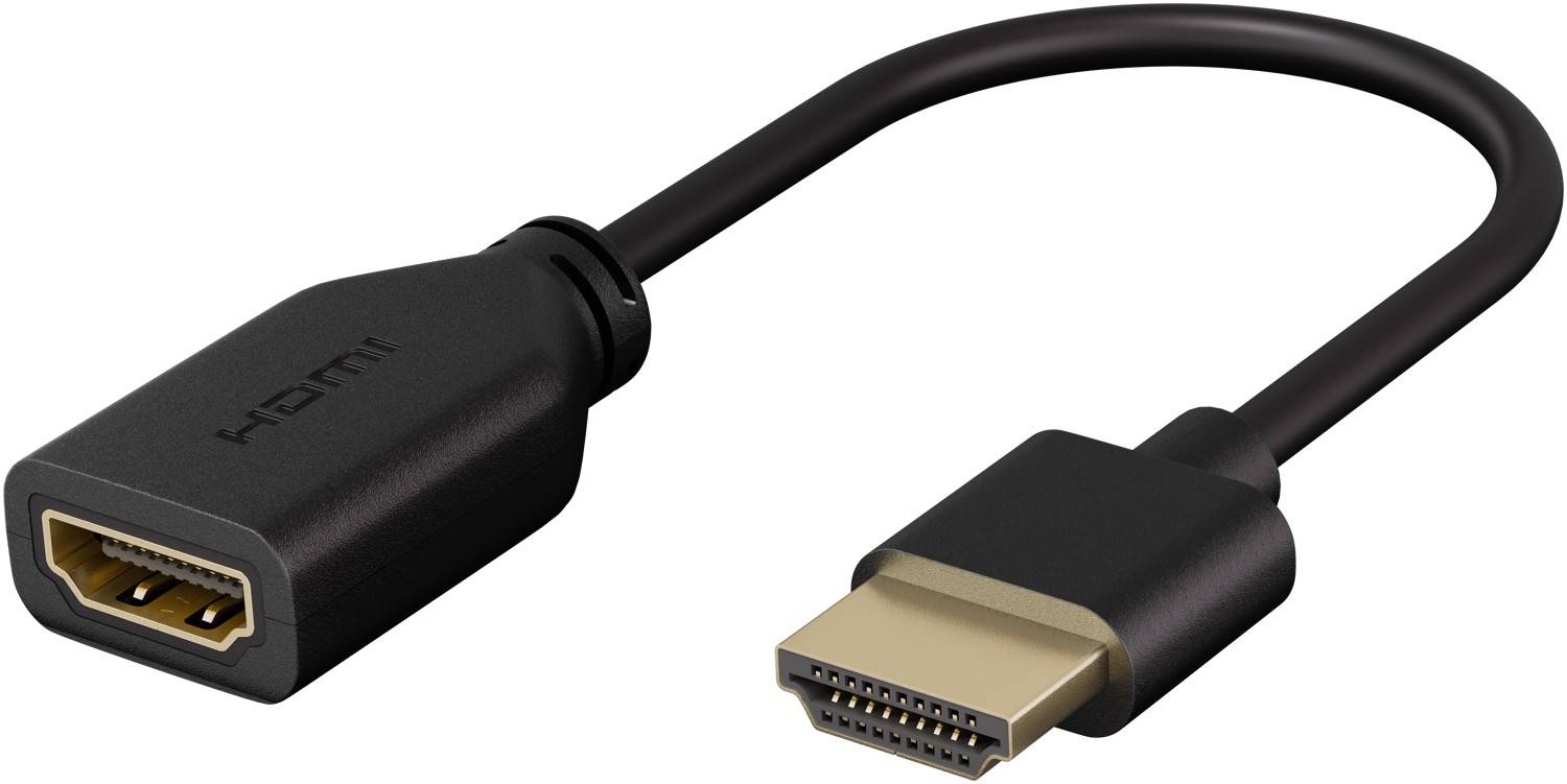 Goobay 64824 High Speed HDMI Kabel Flexadapter / UHD 4K @ 60 Hz / HDMI Adapterkabel Monitorkabel / Schwarz / 0,1 m-0
