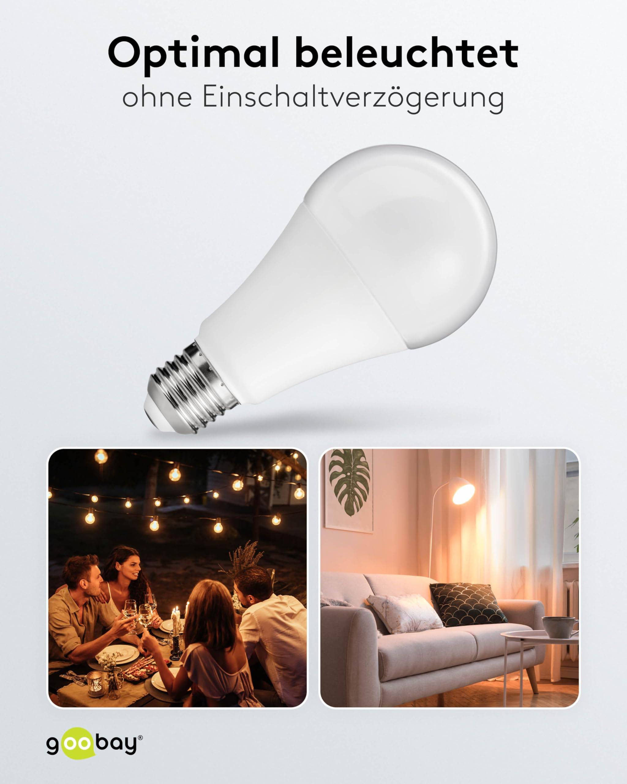 Goobay 65389 LED Glühbirne E27 Leuchtmittel 15 Watt / LED Birne warmweiß 3000 K / Sockel E27 / LED Glühlampe mattiert-6