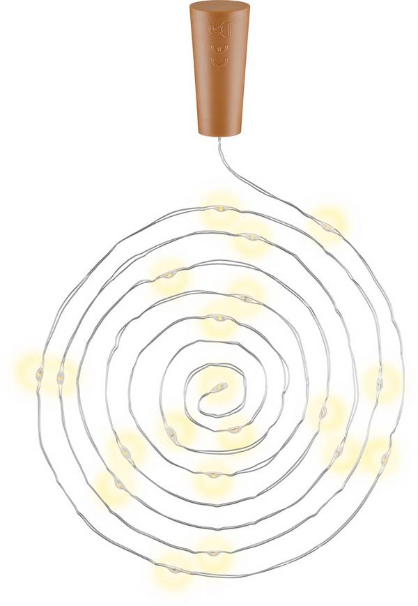 Goobay 49854 Flaschenlichterkette mit Korken 20 warmweiße LED, 5 lm Micro LED Drahtlichterkette mit Batterie, 10er Pack