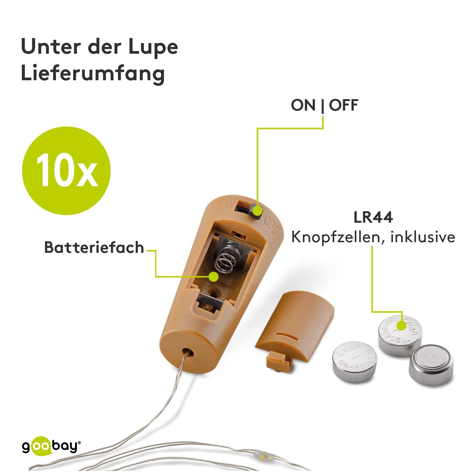 Goobay 49854 Flaschenlichterkette mit Korken 20 warmweiße LED, 5 lm Micro LED Drahtlichterkette mit Batterie, 10er Pack-3