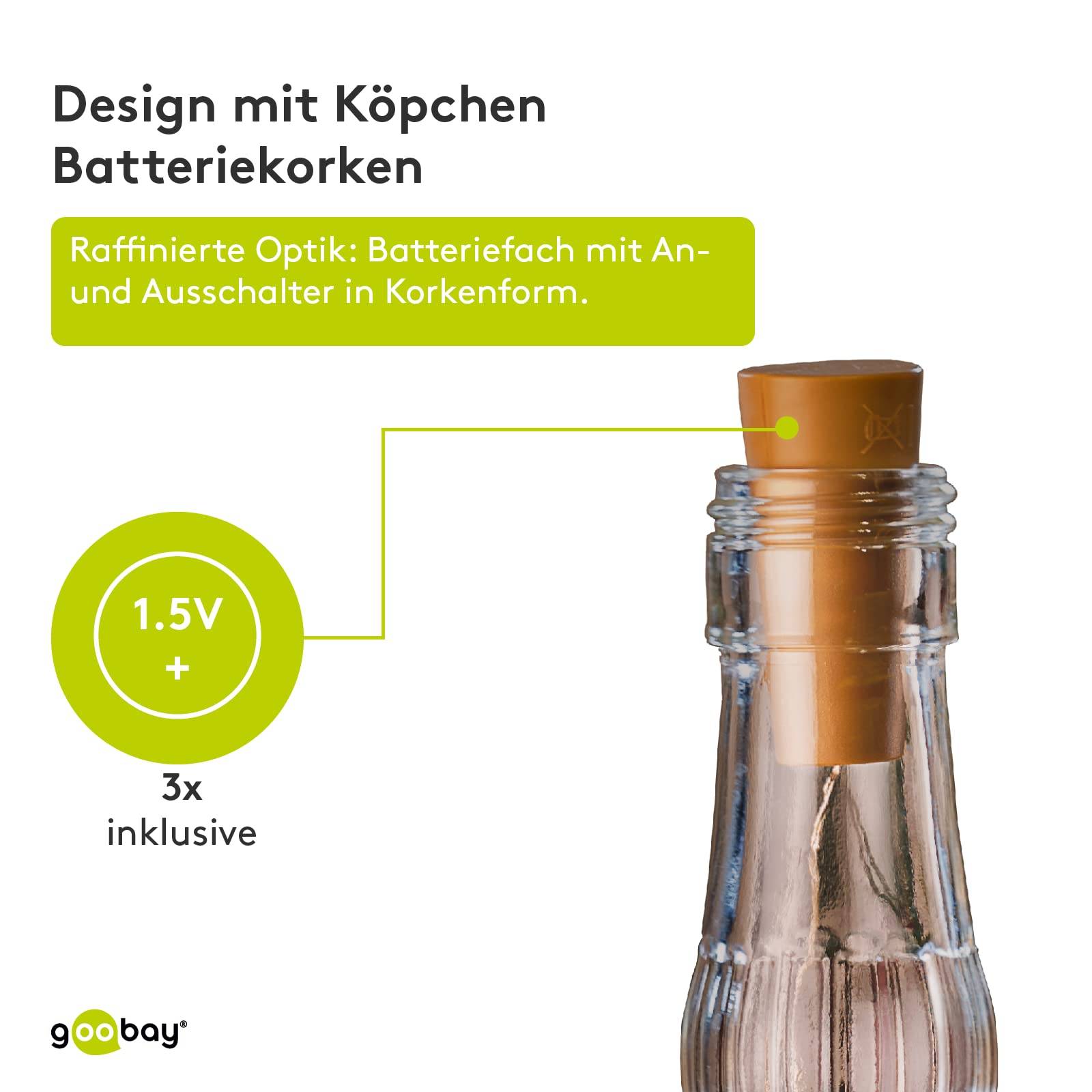 Goobay 49854 Flaschenlichterkette mit Korken 20 warmweiße LED, 5 lm Micro LED Drahtlichterkette mit Batterie, 10er Pack-4