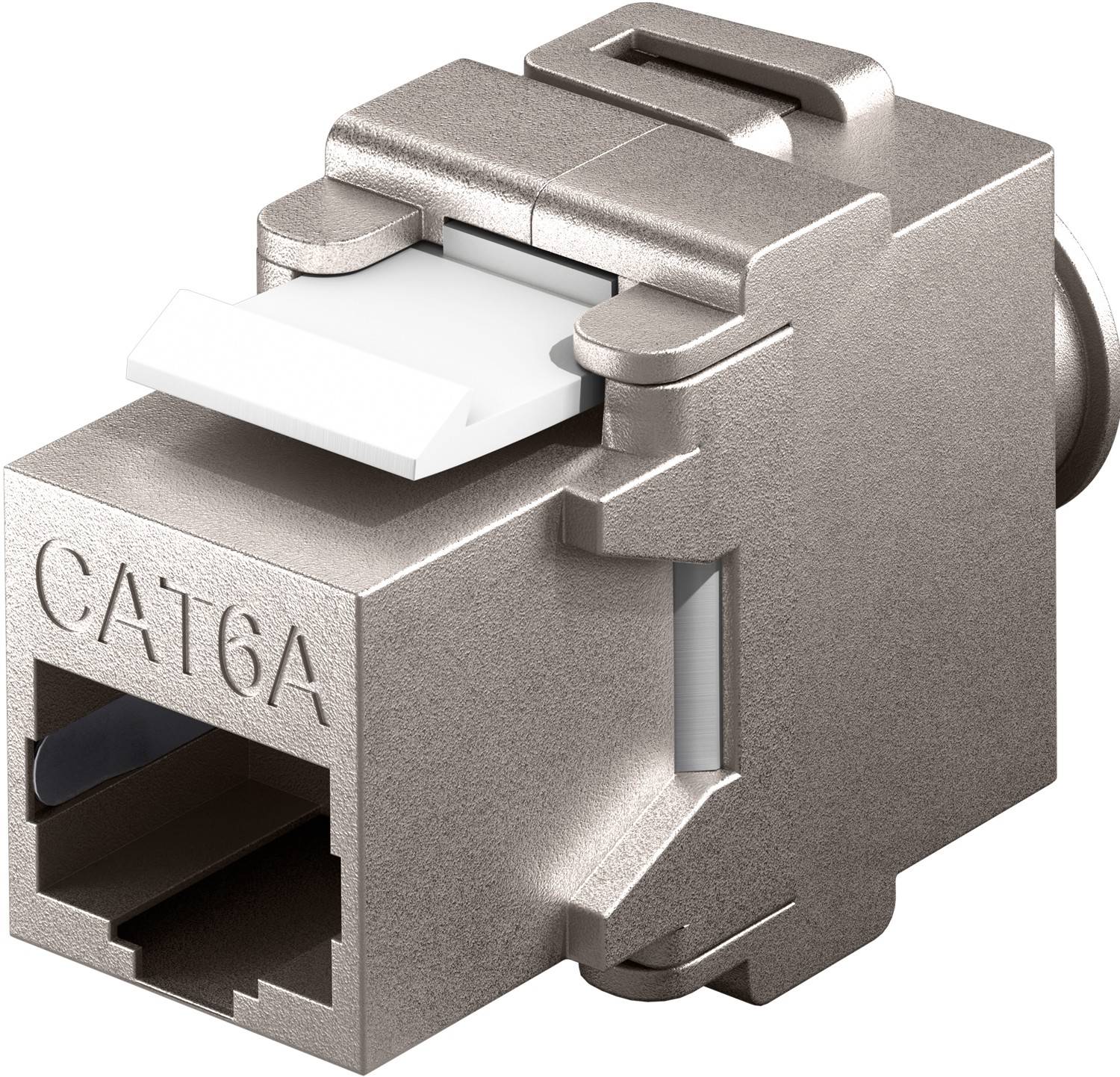 Goobay 95900 Keystone Modul RJ45 Buchse / CAT 6A Netzwerkstecker 500 MHz / STP Ethernet Buchse 8P8C / LSA Montage / Zink-0