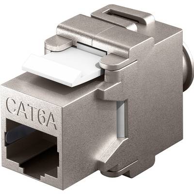 Goobay 95900 Keystone Modul RJ45 Buchse / CAT 6A Netzwerkstecker 500 MHz / STP Ethernet Buchse 8P8C / LSA Montage / Zink-0