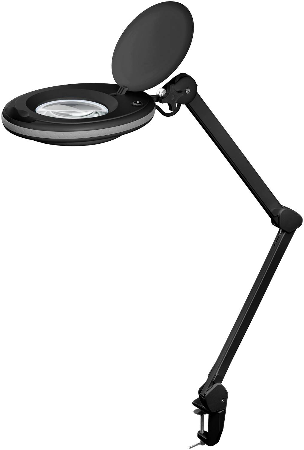 Goobay 65575 LED Lupenleuchte Tischklemme Ø 127mm Kristall Linse 3 Dioptrien Lupe mit Licht Lupenlampe Tischlupe Schwarz-0