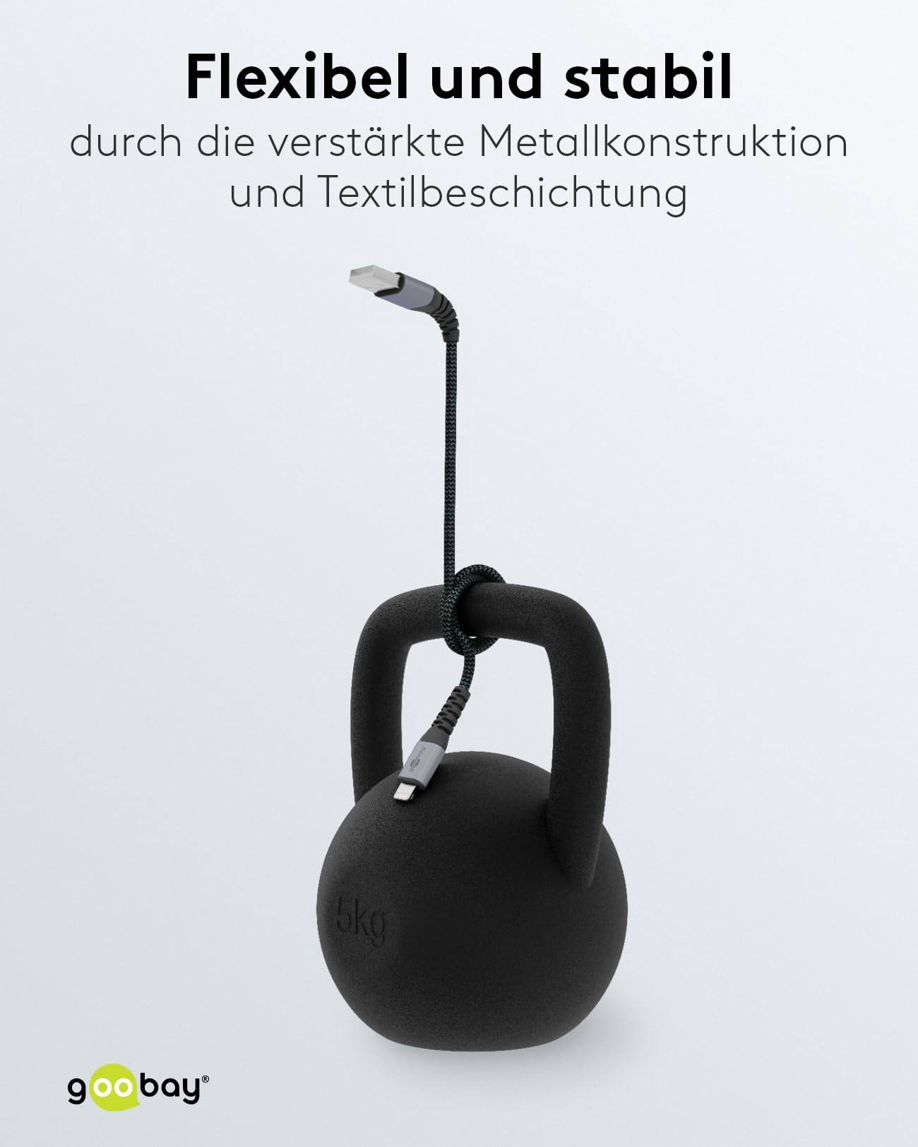 Goobay 49269 Lightning auf USB A Kabel Apple Ladekabel iPhone 12 Watt MFi iphoneladekabel Textilkabel Grau 2m-3