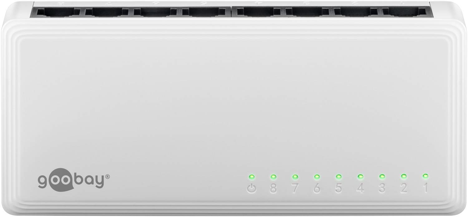 Goobay 64564 Gigabit Ethernet Netzwerk Switch 8 Port LAN Switch 1000 Mbit/s Splitter lüfterloses Design Verteiler Weiß-0