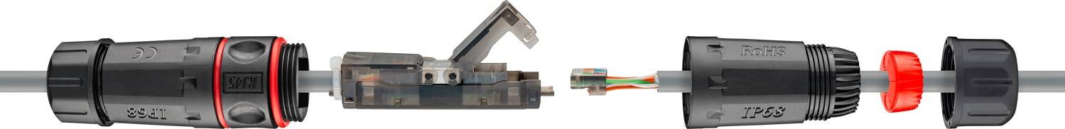 Goobay 44415 Outdoor CAT 6 UTP / Kabelverbinder IP68 wasserdicht / LSA Netzwerkkabel Kupplung / 250 MHz LAN Verbinder-0