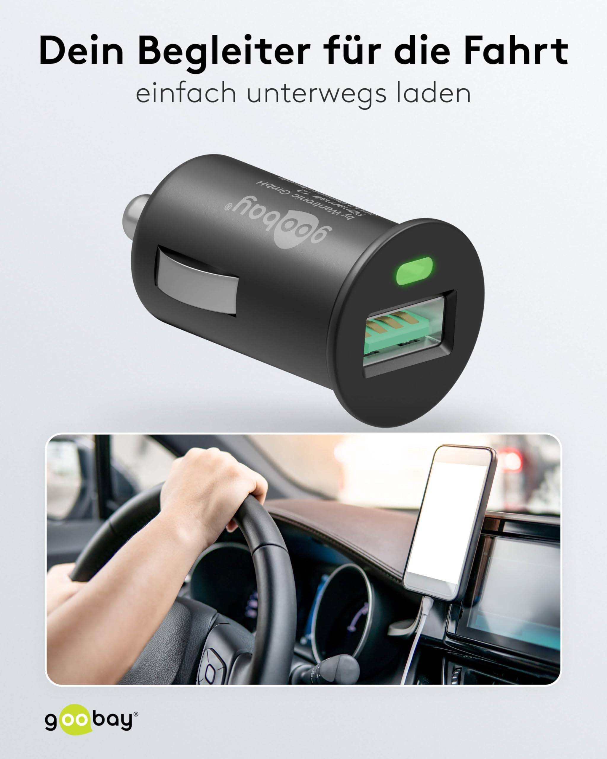 Goobay 45162 Kfz USB Schnellladegerät QC 3.0 Zigarettenanzünder / 18W Adapter USB-A Auto Mini Ladestecker 12V / Schwarz-5