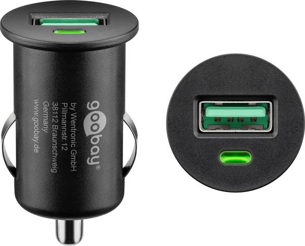 Goobay 45162 Kfz USB Schnellladegerät QC 3.0 Zigarettenanzünder / 18W Adapter USB-A Auto Mini Ladestecker 12V / Schwarz
