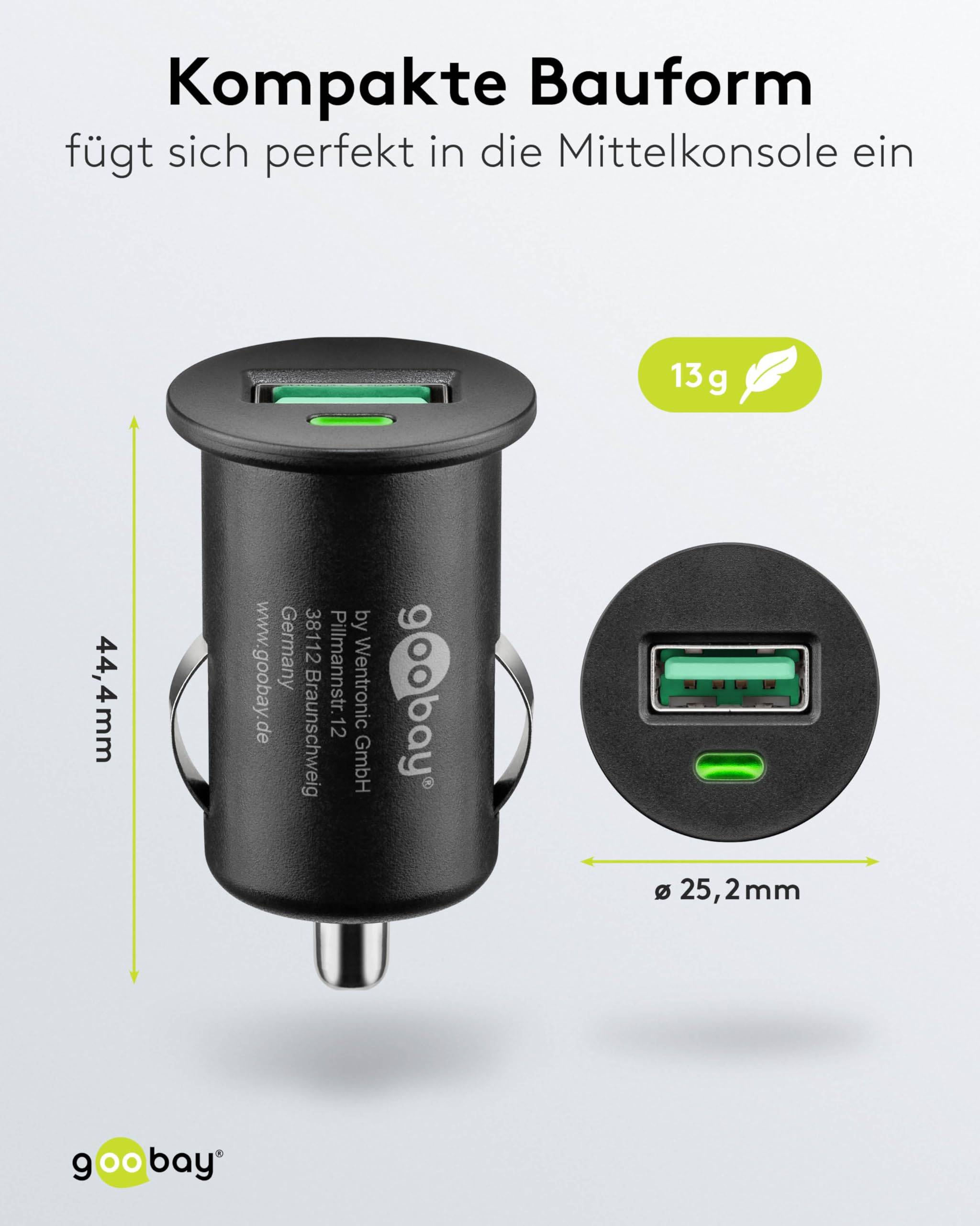 Goobay 45162 Kfz USB Schnellladegerät QC 3.0 Zigarettenanzünder / 18W Adapter USB-A Auto Mini Ladestecker 12V / Schwarz-2