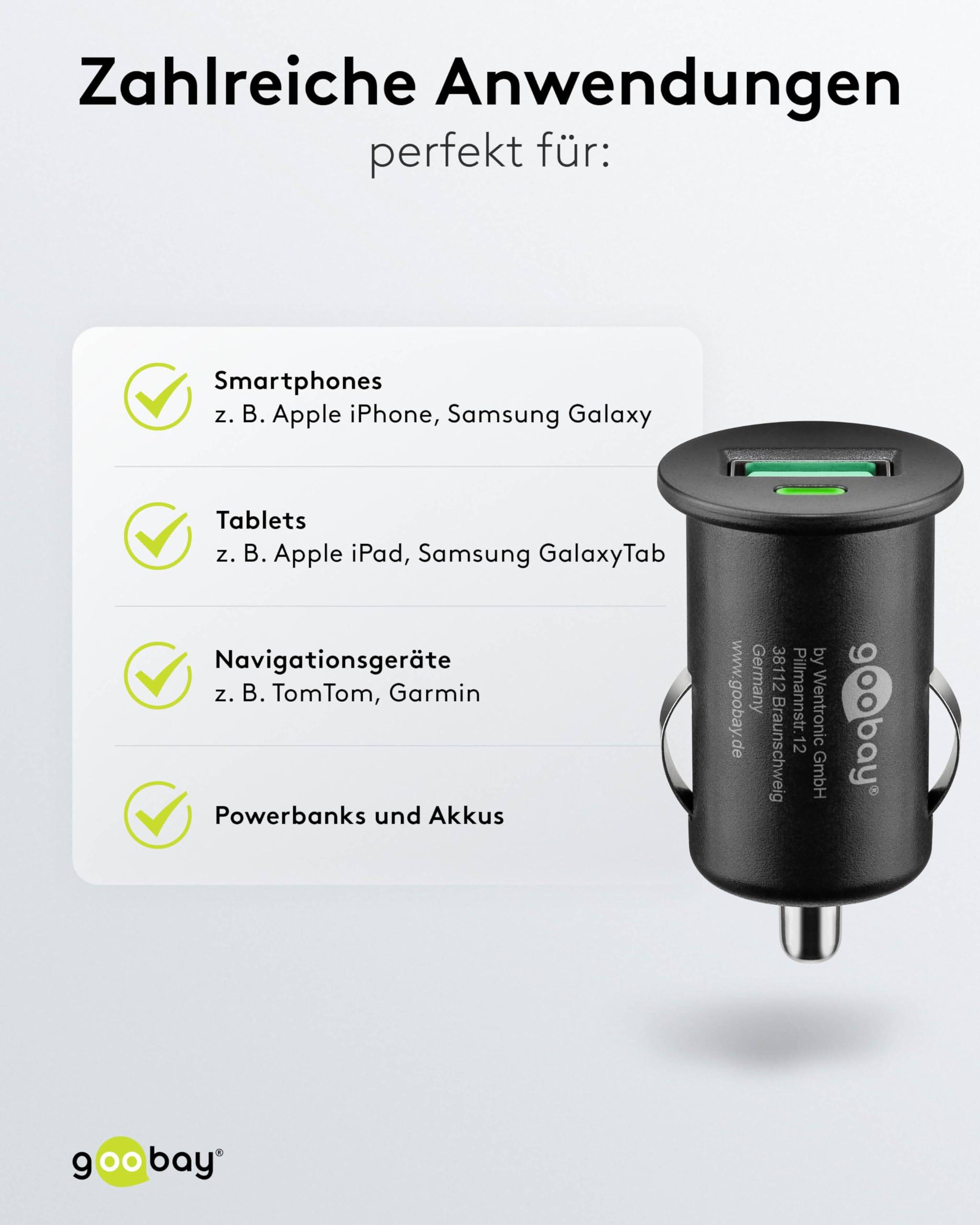 Goobay 45162 Kfz USB Schnellladegerät QC 3.0 Zigarettenanzünder / 18W Adapter USB-A Auto Mini Ladestecker 12V / Schwarz-4