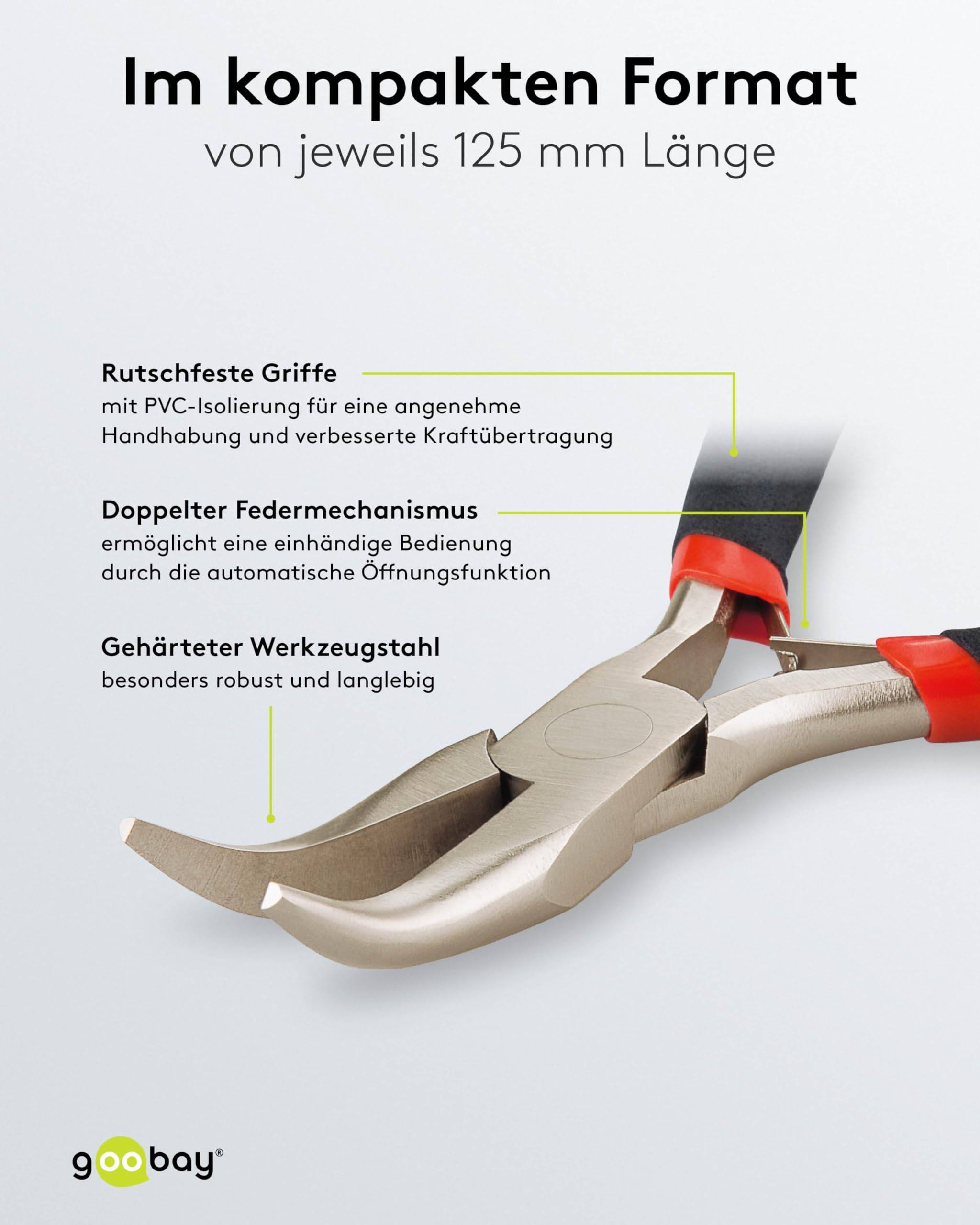 Goobay 77115 Zangenset Zange / 1x Seitenschneider / 1x Spitzzange / 1x Spitzzange gebogen / 1x Rundzange / 1x Kombizange-2