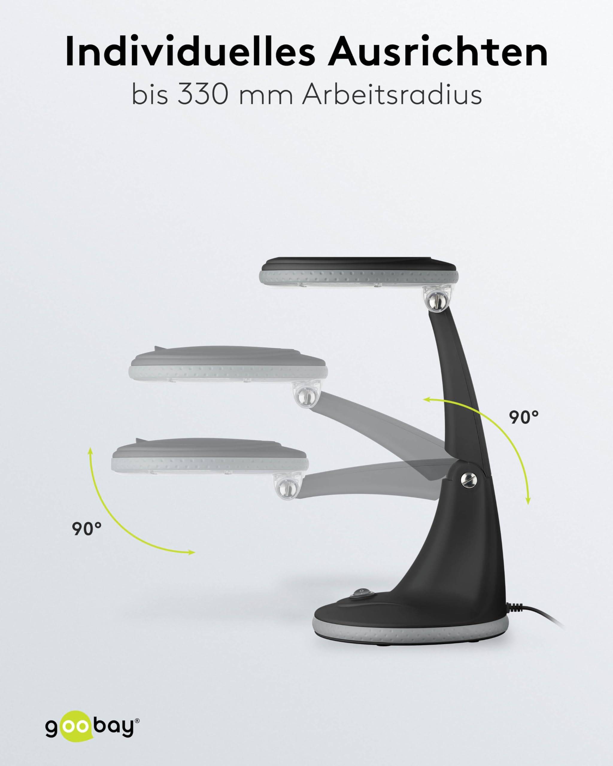 Goobay 65578 LED Lupenleuchte mit Standfuß Ø100mm Echtglas Linse 3 Dioptrien Lupe mit Licht Lupenlampe Tischlupe Schwarz-3