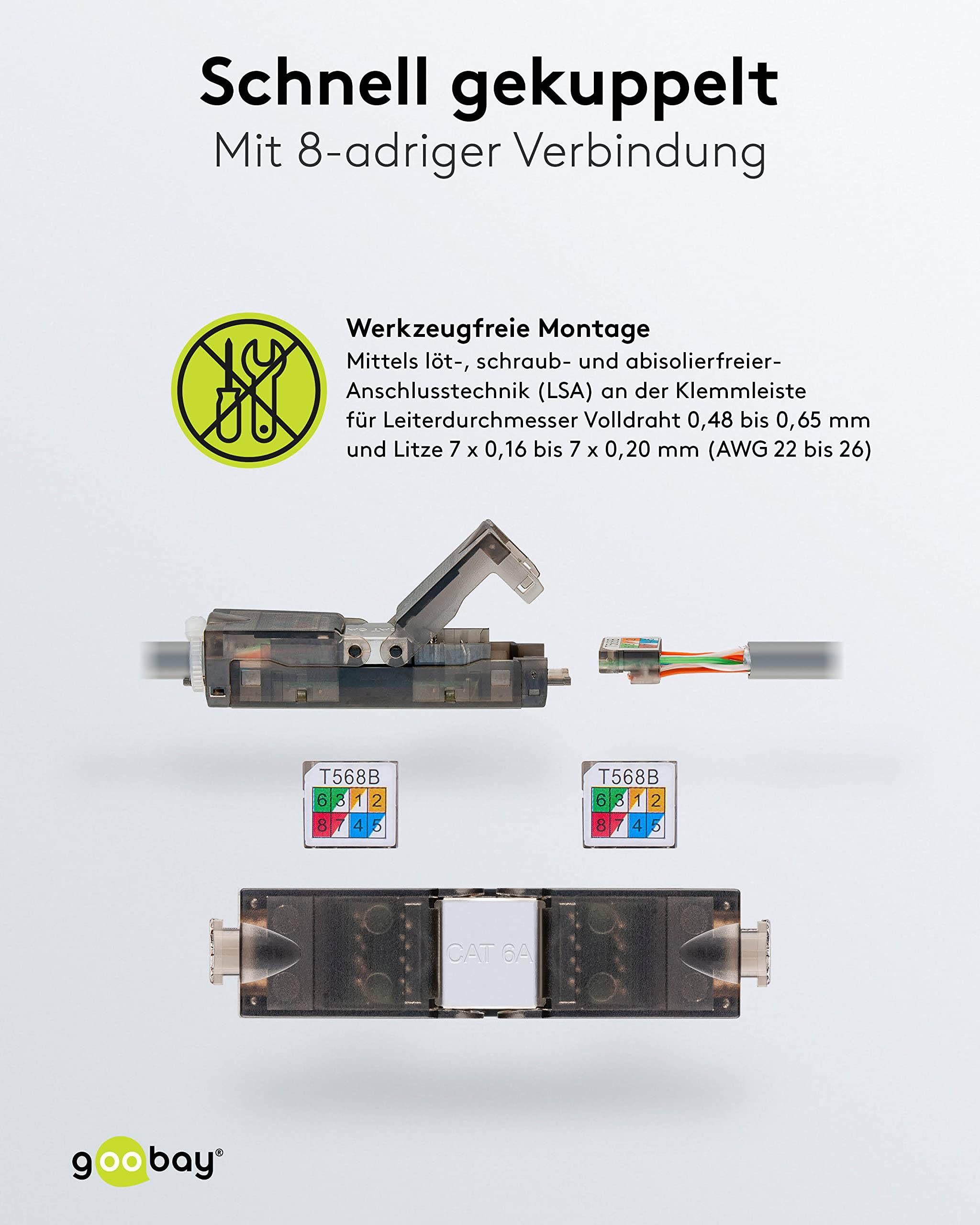 Goobay 44416 Outdoor CAT 6A UTP / Kabelverbinder IP68 wasserdicht / LSA Netzwerkkabel Kupplung / 500 MHz LAN Verbinder-5