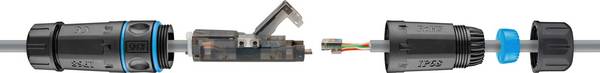 Goobay 44416 Outdoor CAT 6A UTP / Kabelverbinder IP68 wasserdicht / LSA Netzwerkkabel Kupplung / 500 MHz LAN Verbinder