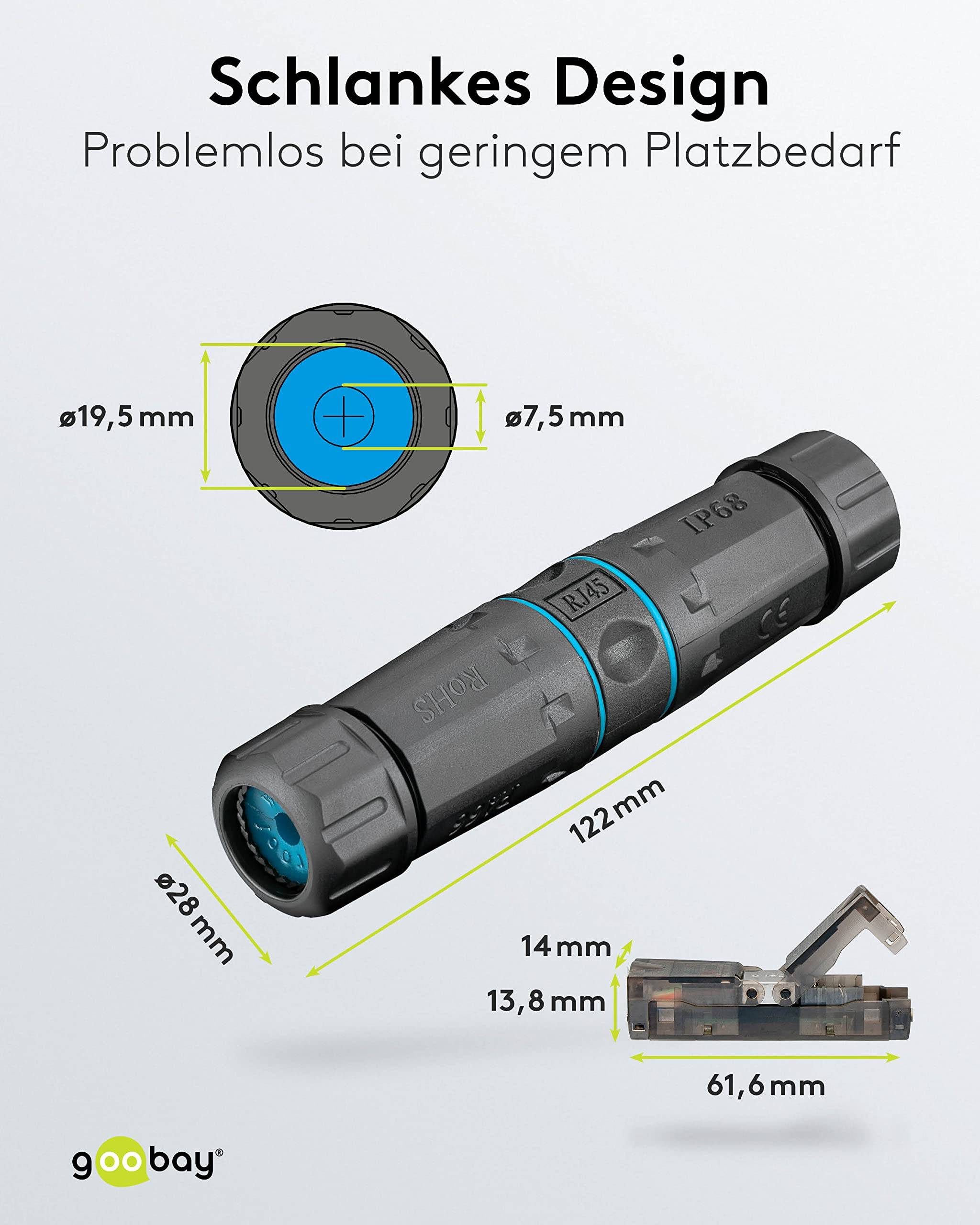 Goobay 44416 Outdoor CAT 6A UTP / Kabelverbinder IP68 wasserdicht / LSA Netzwerkkabel Kupplung / 500 MHz LAN Verbinder-2