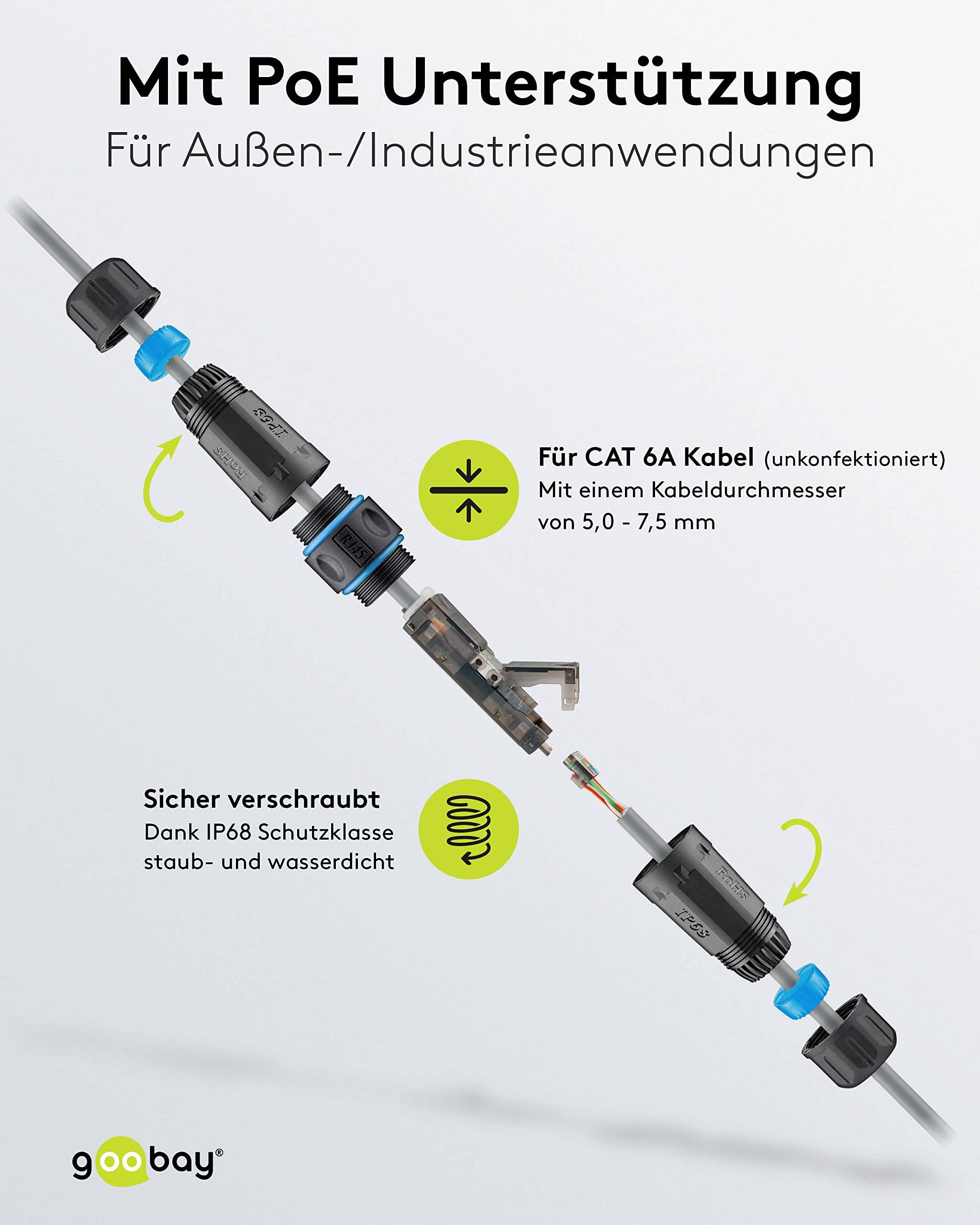 Goobay 44416 Outdoor CAT 6A UTP / Kabelverbinder IP68 wasserdicht / LSA Netzwerkkabel Kupplung / 500 MHz LAN Verbinder-4