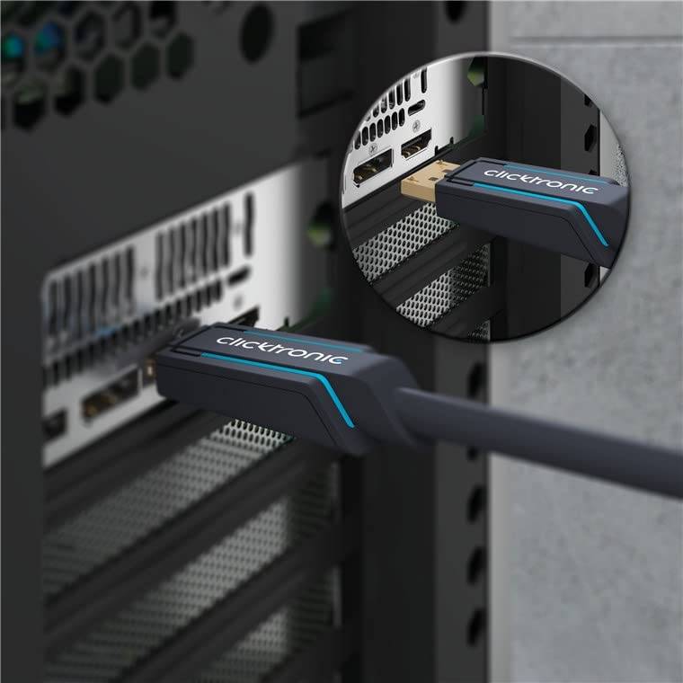 Clicktronic 40994 DisplayPort Kabel 1.4 Monitorkabel 8K @ 60Hz UHD Laptop DP Stecker 32.4 Gbit/s Bildschirmkabel Grau 2m-2