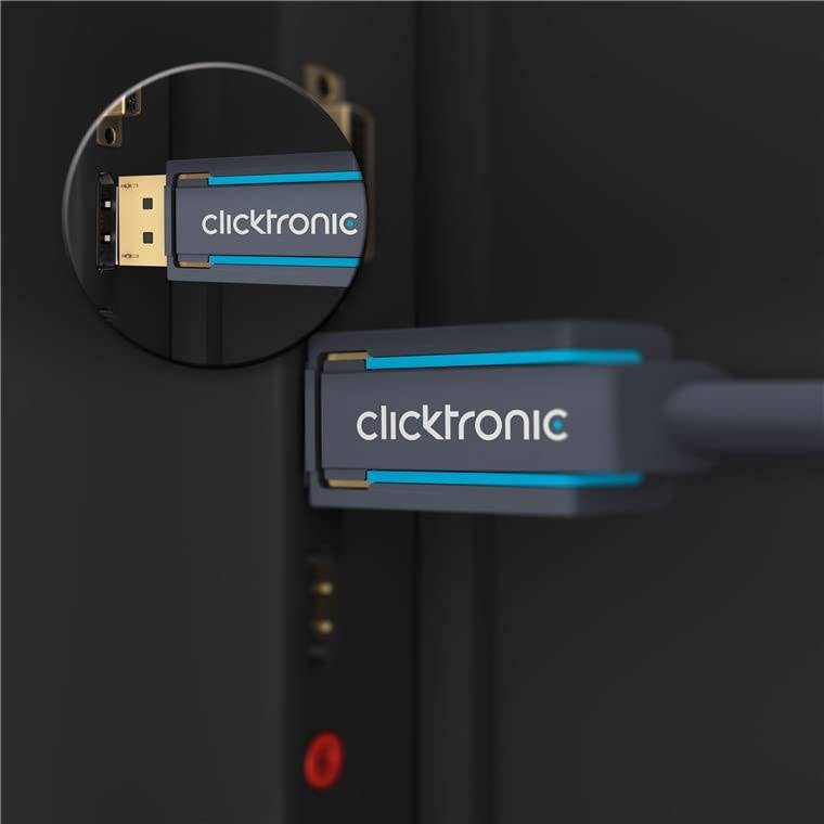 Clicktronic 40994 DisplayPort Kabel 1.4 Monitorkabel 8K @ 60Hz UHD Laptop DP Stecker 32.4 Gbit/s Bildschirmkabel Grau 2m-3