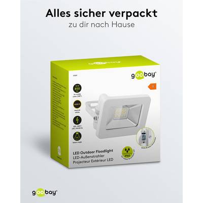 Goobay 53869 LED Strahler Außen 10W Außenstrahler 850 lm / Scheinwerfer Wandmontage Fluter / IP56 Gartenstrahler / Weiß-5