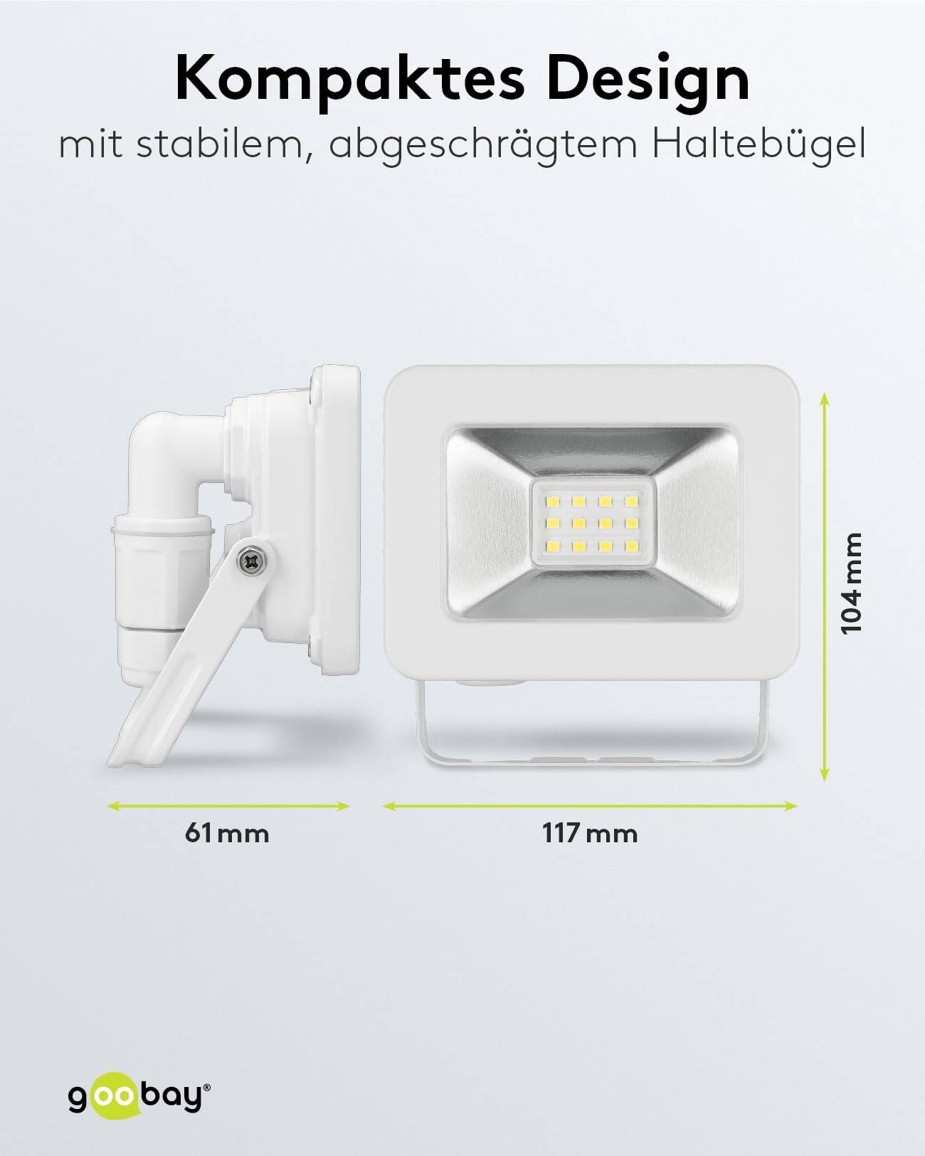 Goobay 53869 LED Strahler Außen 10W Außenstrahler 850 lm / Scheinwerfer Wandmontage Fluter / IP56 Gartenstrahler / Weiß-2