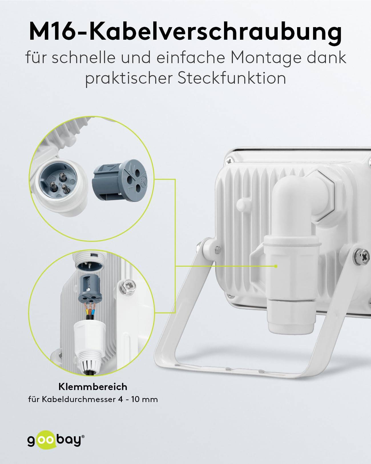 Goobay 53869 LED Strahler Außen 10W Außenstrahler 850 lm / Scheinwerfer Wandmontage Fluter / IP56 Gartenstrahler / Weiß-4