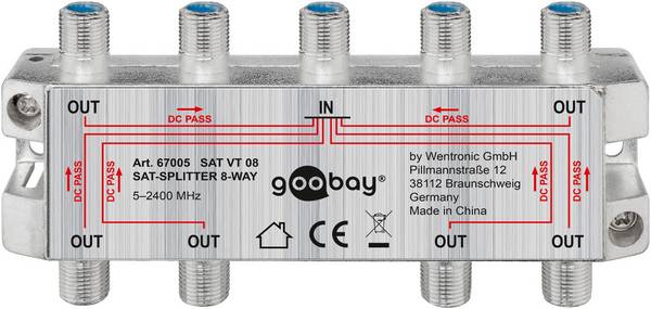Goobay 67005 SAT Verteiler 8fach SAT Splitter / 8x F Buchse Ausgang / SAT Antennenkabel / 8-fach Antennenverteiler