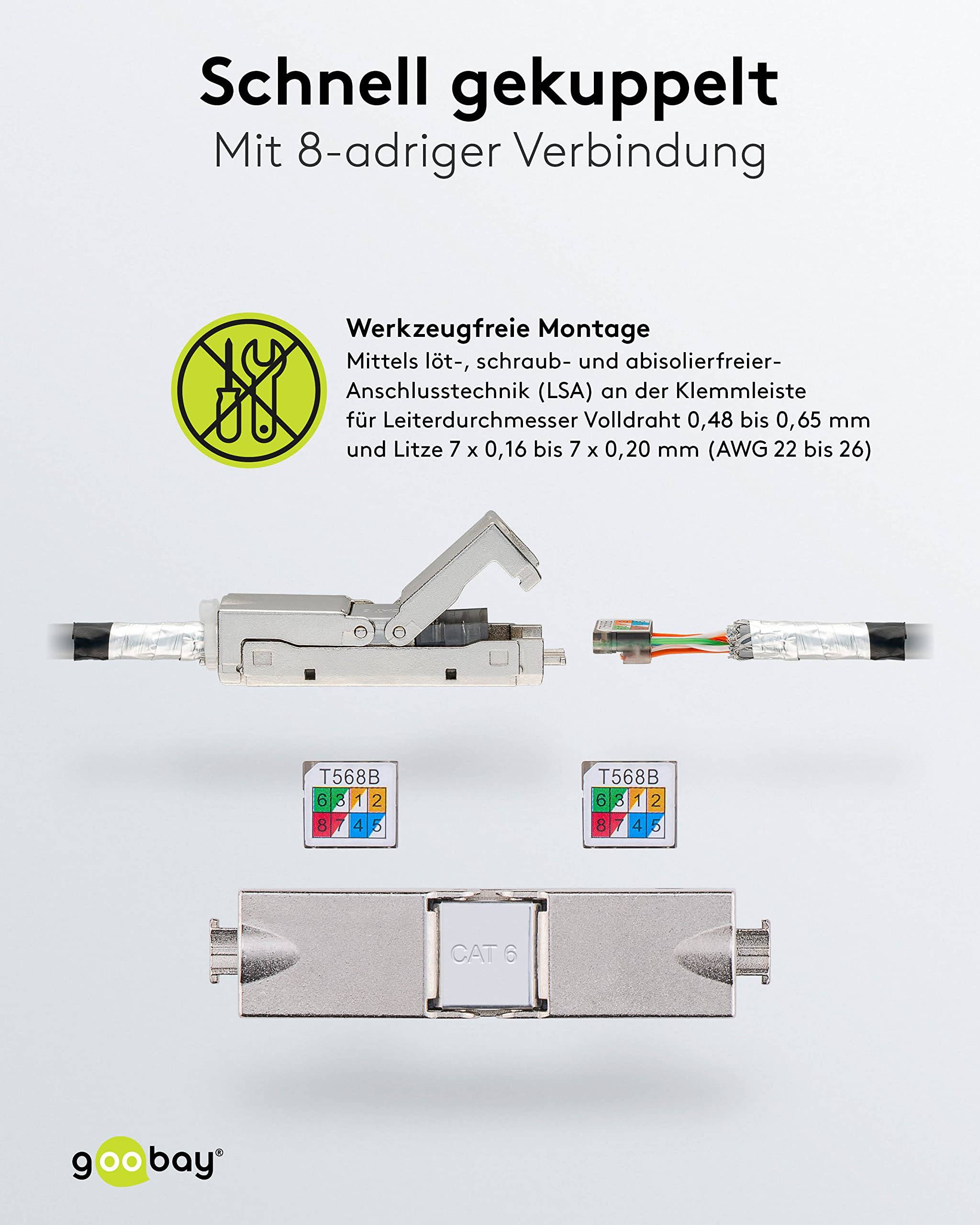 Goobay 44414 Outdoor CAT 6A STP / Kabelverbinder IP68 wasserdicht / LSA Netzwerkkabel Kupplung / 500 MHz LAN Verbinder-5