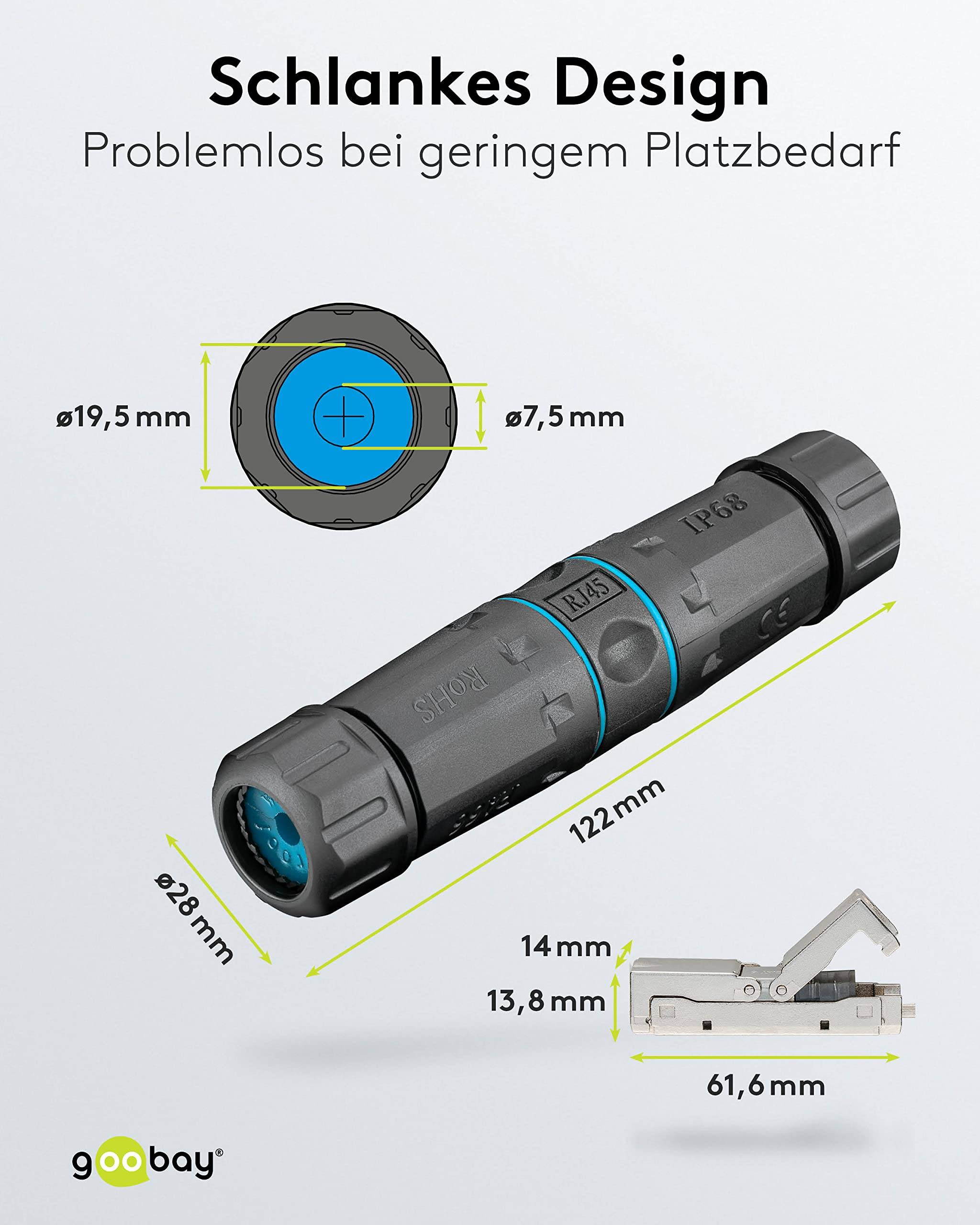 Goobay 44414 Outdoor CAT 6A STP / Kabelverbinder IP68 wasserdicht / LSA Netzwerkkabel Kupplung / 500 MHz LAN Verbinder-2