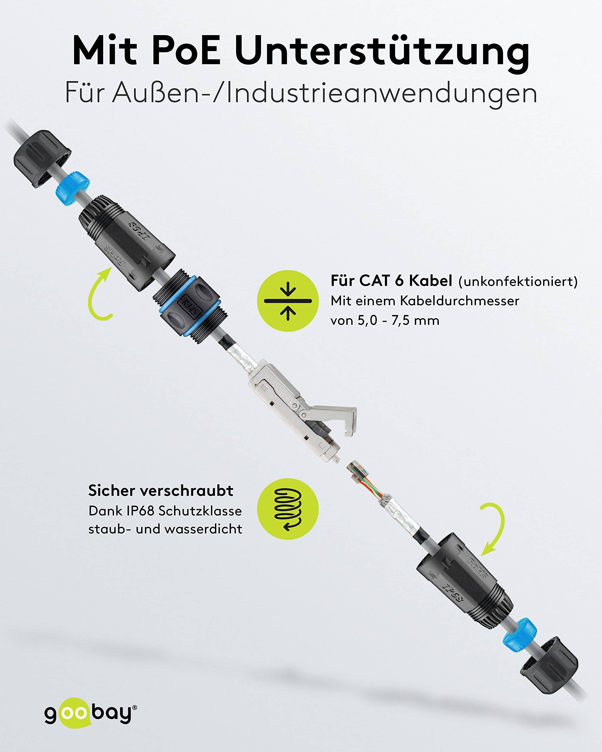 Goobay 44414 Outdoor CAT 6A STP / Kabelverbinder IP68 wasserdicht / LSA Netzwerkkabel Kupplung / 500 MHz LAN Verbinder-4