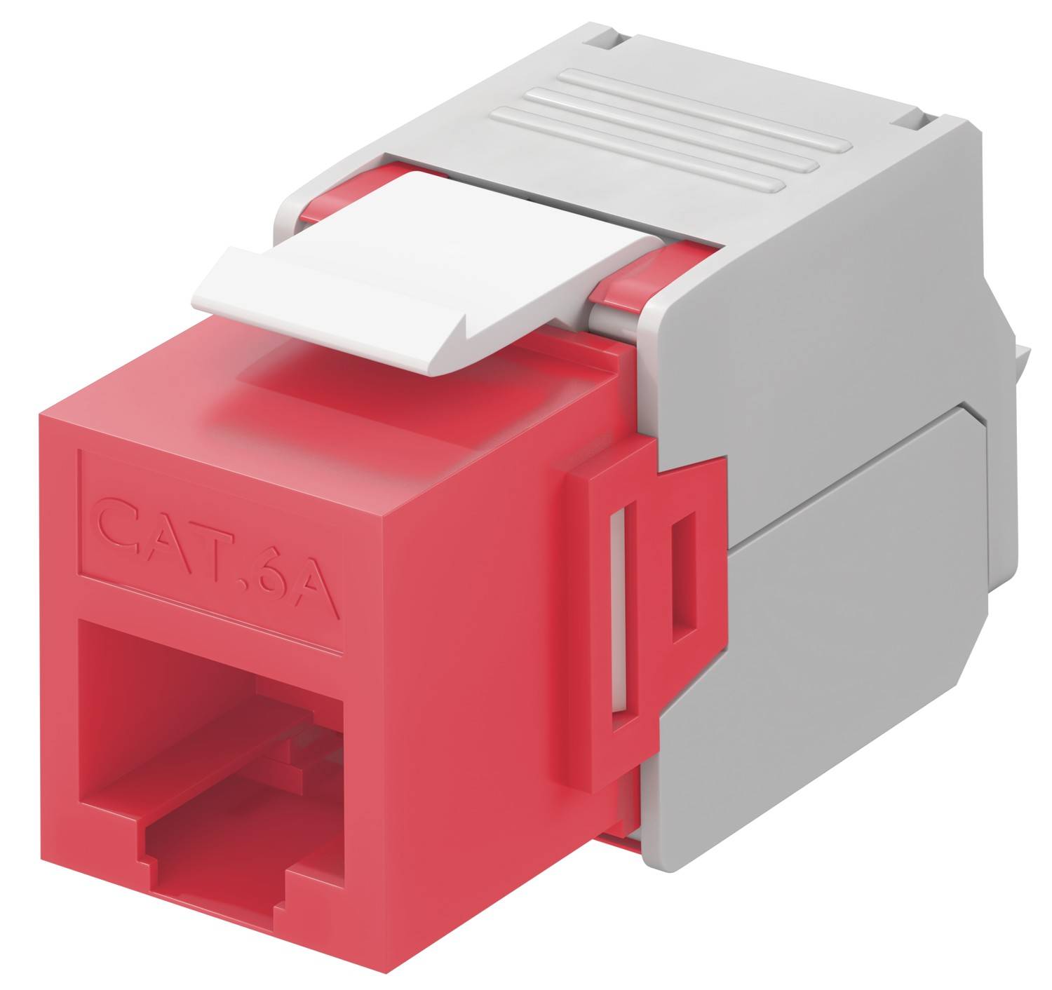 Goobay 90689 Keystone Modul RJ45 Buchse / CAT 6A Netzwerkstecker 500 MHz / UTP Ethernet Buchse 8P8C / LSA Montage / Rot-0