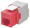 Goobay 90689 Keystone Modul RJ45 Buchse / CAT 6A Netzwerkstecker 500 MHz / UTP Ethernet Buchse 8P8C / LSA Montage / Rot