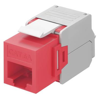 Goobay 90689 Keystone Modul RJ45 Buchse / CAT 6A Netzwerkstecker 500 MHz / UTP Ethernet Buchse 8P8C / LSA Montage / Rot-0