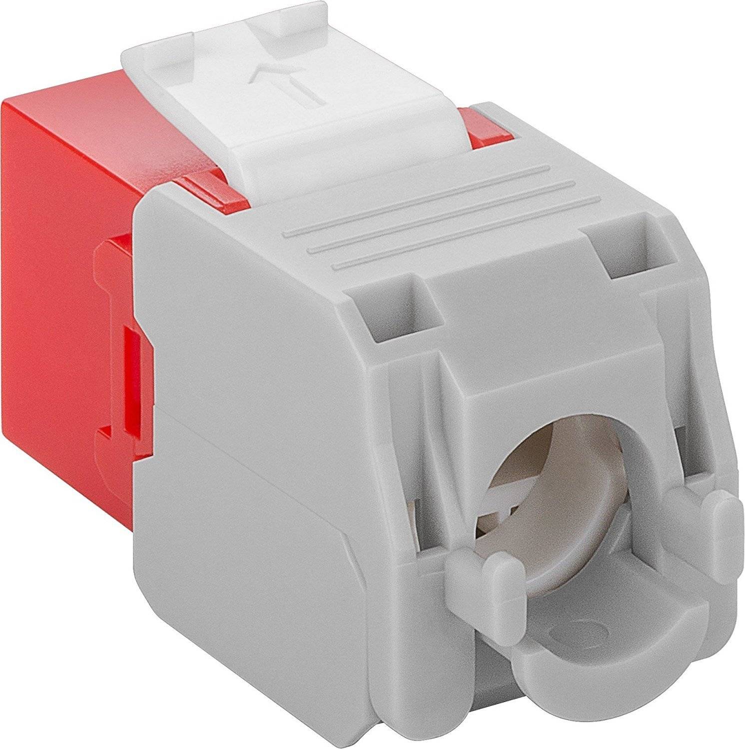 Goobay 90689 Keystone Modul RJ45 Buchse / CAT 6A Netzwerkstecker 500 MHz / UTP Ethernet Buchse 8P8C / LSA Montage / Rot-1