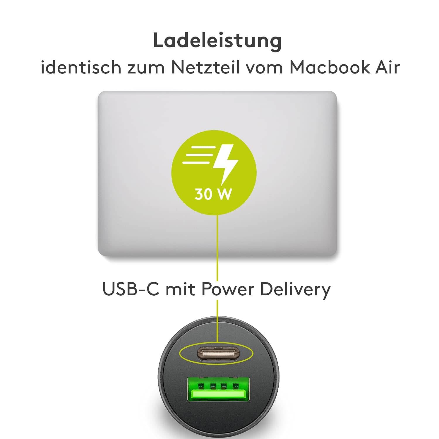 Goobay 55634 Dual USB Schnellladegerät PD Zigarettenanzünder / 30W Auto Ladegerät USB-A & USB-C Ladestecker / Schwarz-4