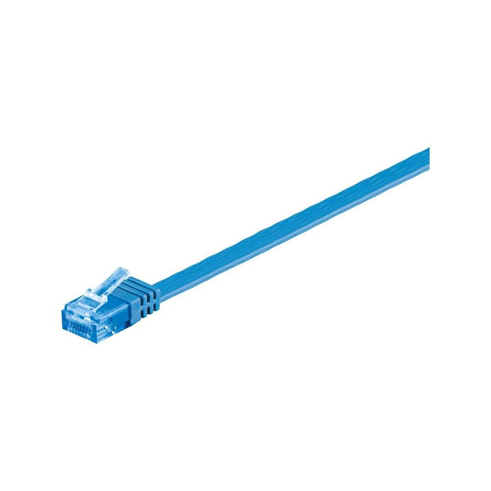 Goobay 96295 CAT 6A Flachkabel Netzwerkkabel RJ45 Stecker 500 MHz Kupfer Patchkabel Ethernet LAN Kabel U/UTP Blau 0,5m-4