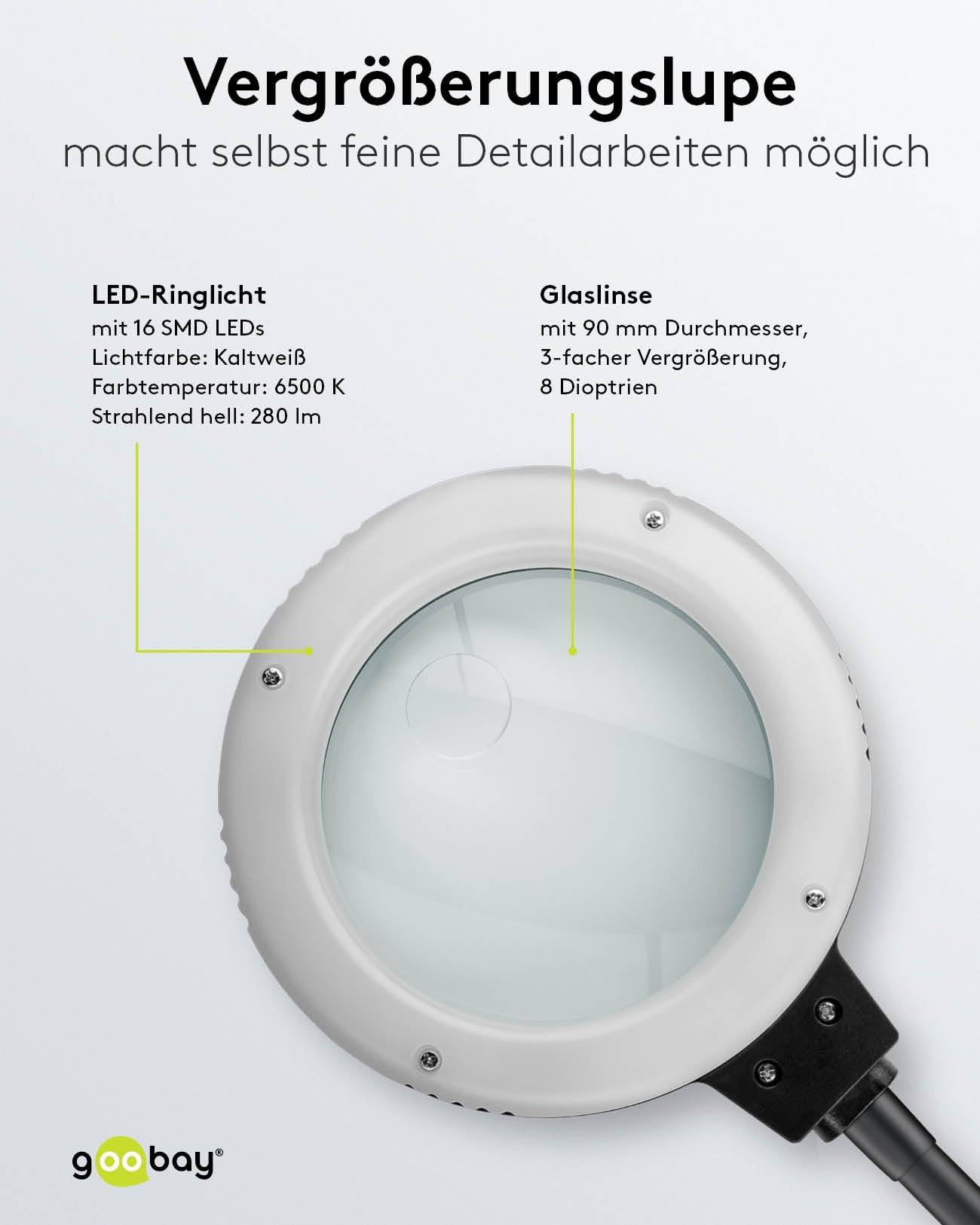 Goobay 45241 LED Licht Löthilfe / Schwanenhals Arm & Krokodilklemmen / Lötstation Dritte Hand Lötkolben Halter & Schwamm-6