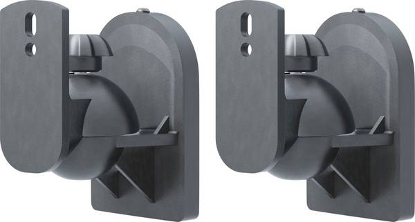 Goobay 49393 2x universal Lautsprecher-Wandhalterung, Neigbar & Schwenkbar, für Satellitenboxen bis 3,5 kg, Schwarz
