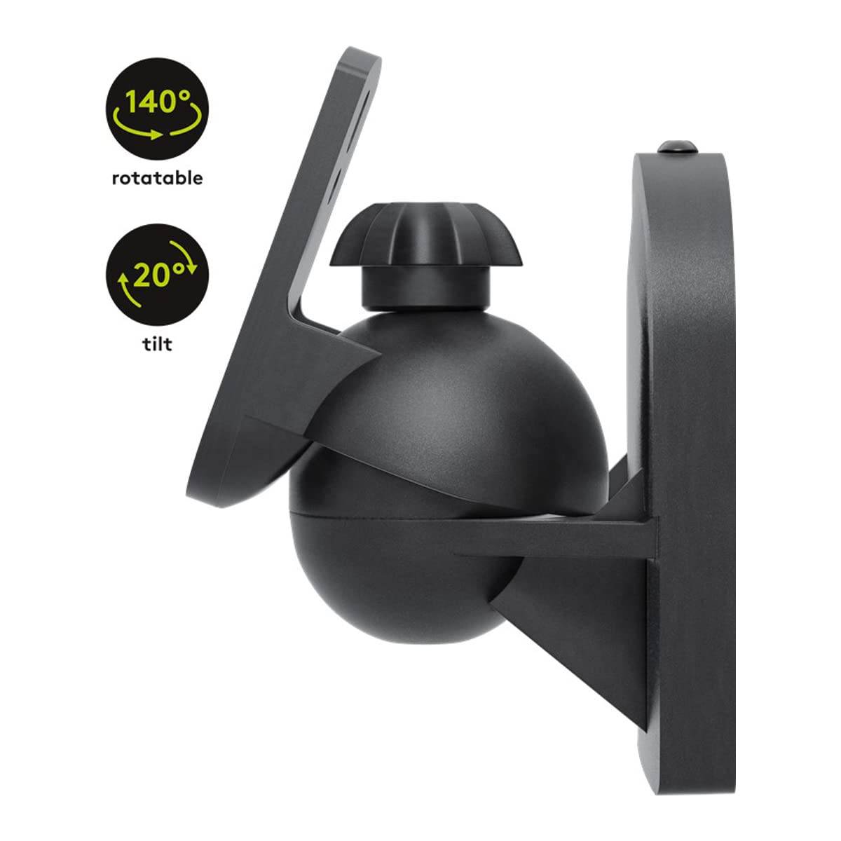 Goobay 49393 2x universal Lautsprecher-Wandhalterung, Neigbar & Schwenkbar, für Satellitenboxen bis 3,5 kg, Schwarz-2