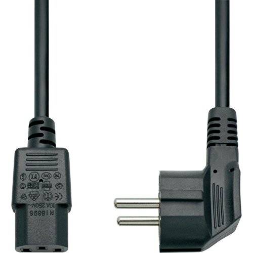 Goobay 68604 Kaltgerätekabel 90° gewinkelt / Schutzkontaktstecker & C13 Buchse / Stromkabel Netzkabel / Schwarz / 1,5m-1