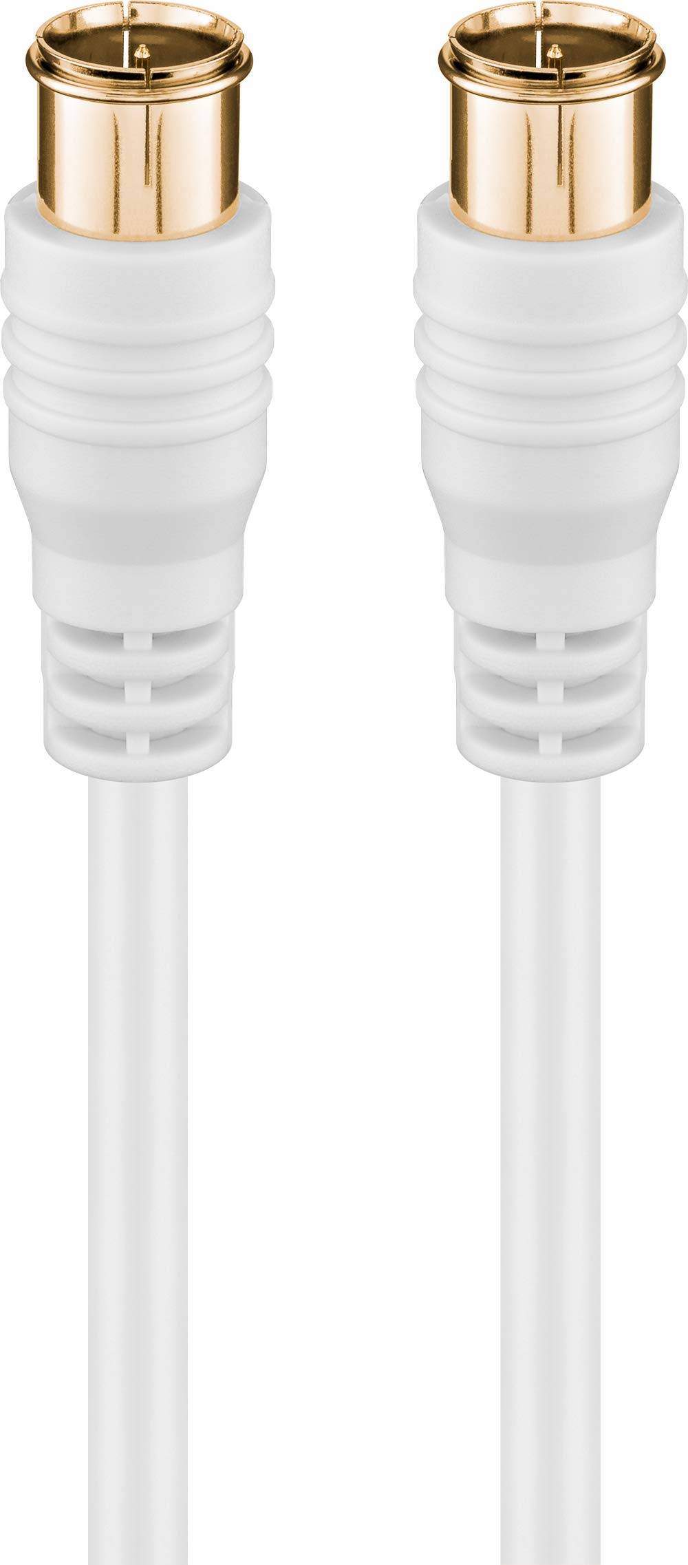 Goobay 62743 Antennenkabel F Stecker Quick SAT Kabel 80 dB Koaxialkabel Satellitenkabel Fernsehkabel / Weiß / 1,5m-2