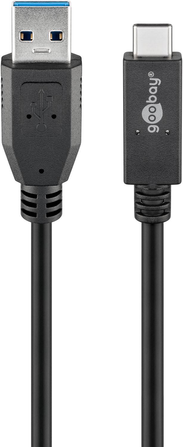 Goobay 41074 USB C auf USB A 3.1 Gen. 2 Ladekabel 60W Handy Kabel Adapterkabel 10 Gbit/s Schnellladekabel Schwarz 1m-0